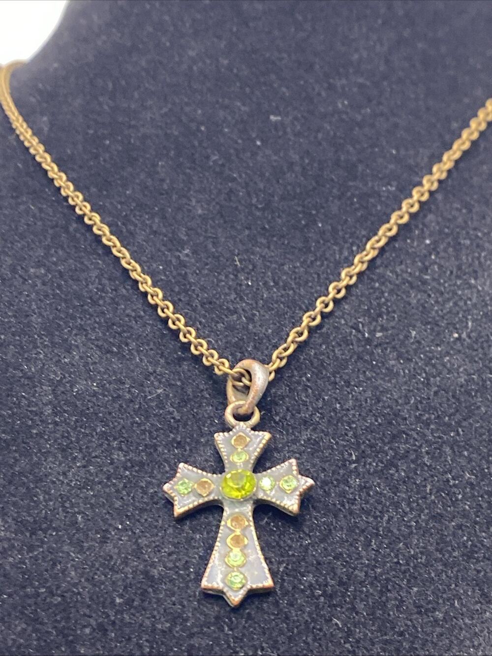 Womens Faith Christian Cross Green Gem Necklace Womens Jewelry Faith